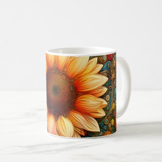 Surreal Sunflower Symphony Kaffeetasse (VorderseiteRechts)