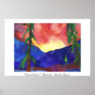 "Surreal Sunrise" - Wasserfarbe - Caroline Tigeres Poster