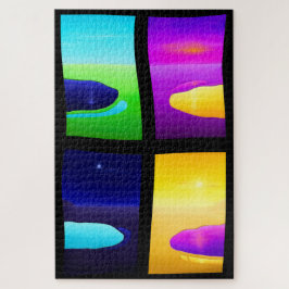 Surreal Sunset Painting Lake Sea Landschaft Puzzle