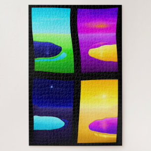 Surreal Sunset Painting Lake Sea Landschaft Puzzle