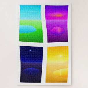 Surreal Sunset Painting Lake Sea Landschaft Puzzle
