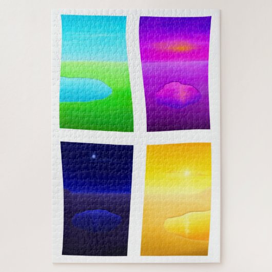 Surreal Sunset Painting Lake Sea Landschaft Puzzle (Vertikal)