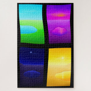 Surreal Sunset Painting Lake Sea Landschaft Puzzle