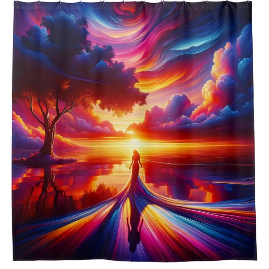 "Surreal Sunset Silouhette" Duschvorhang (Vorderseite)