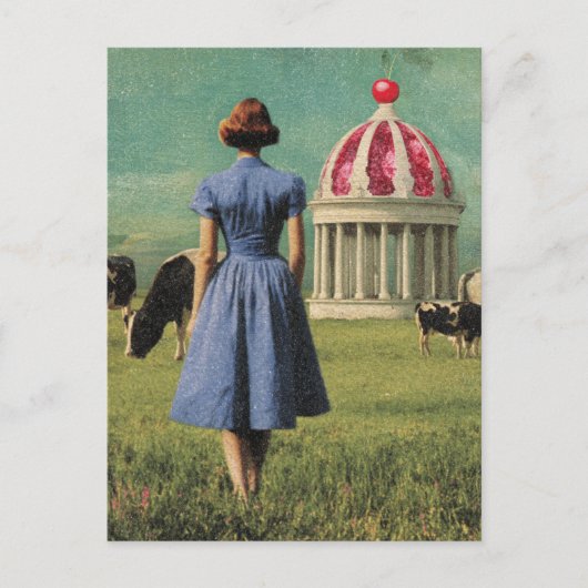 Surreal süßes Gebäude in der Milchweide Postkarte (Vorderseite)
