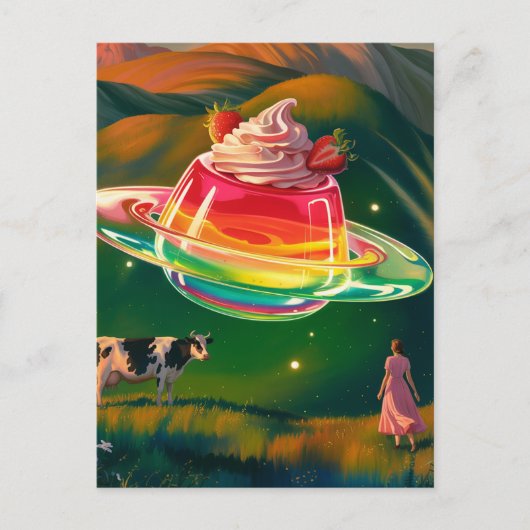 Surreal Sweet Leckerei UFO Postkarte (Vorderseite)