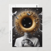 Surreal Tea Time Bees Honeycomb Black Hole Head Postkarte (Vorne/Hinten)