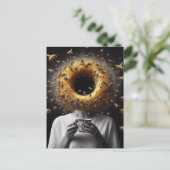 Surreal Tea Time Bees Honeycomb Black Hole Head Postkarte (Stehend Vorderseite)