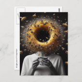 Surreal Tea Time Bees Honeycomb Black Hole Head Postkarte (Vorne/Hinten)