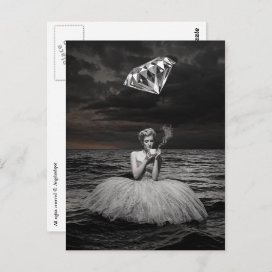 Surreal Tea Time mit Diamond Postkarte (Vorne/Hinten)