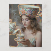 Surreal Tea Woman  Postkarte (Vorderseite)