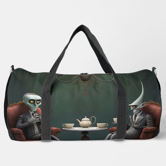 Surreal Tea Zeit auf der seltsamen Seite. 16 Duffle Bag (Vorderseite)