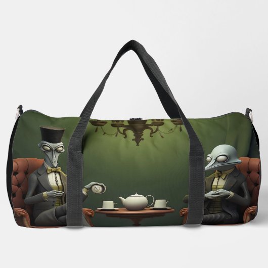 Surreal Tea Zeit auf der seltsamen Seite. 7 Duffle Bag (Vorderseite)