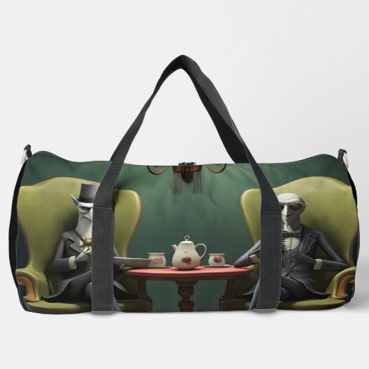 Surreal Tea Zeit auf der seltsamen Seite. 8 Duffle Bag (Vorderseite)