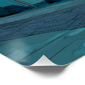 Surreal Teal Twilight Suburb Scene Poster (Ecke)