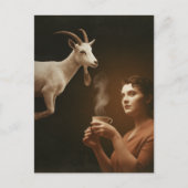 Surreal Tee mit der weißen Ziege Postkarte (Vorderseite)