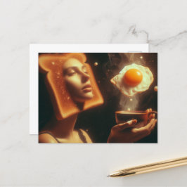 Surreal Toast ang Egg Frühstücksfrau Postkarte