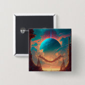 Surreal Towers Planet Visionäre Landschaft Button (Vorne & Hinten)