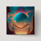Surreal Towers Planet Visionäre Landschaft Button (Vorderseite)