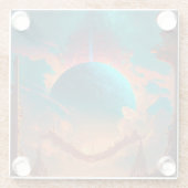 Surreal Towers Planet Visionäre Landschaft Glasuntersetzer (Rückseite)