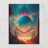 Surreal Towers Planet Visionäre Landschaft Postkarte