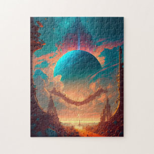 Surreal Towers Planet Visionäre Landschaft Puzzle