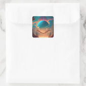 Surreal Towers Planet Visionäre Landschaft Quadratischer Aufkleber (Tasche)