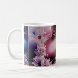 Surreal traumhafte florale Split-Panel-Kunst-Klass Kaffeetasse