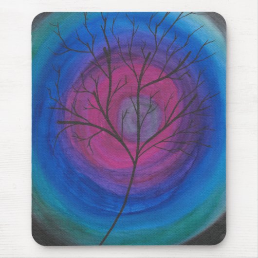 Surreal Tree Silhouette mit Vivid Cosmic Wirbel Mousepad (Vorne)