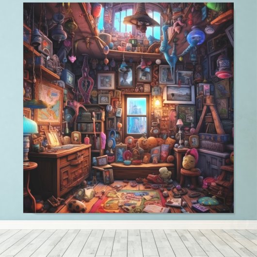 Surreal Trippy Room Psychodelic House Artwork Leinwanddruck (Insitu (Holzboden))