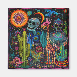Surreal Trippy Whimsical Psychedelic Skull Wüste Magnet