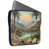 Surreal tropischer See mit Palmen Laptopschutzhülle (Vorne Rechts)