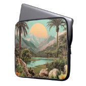 Surreal tropischer See mit Palmen Laptopschutzhülle (Vorderseite Links)