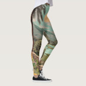 Surreal tropischer See mit Palmen Leggings (Rechts)