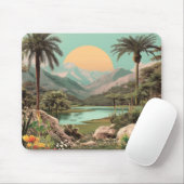 Surreal tropischer See mit Palmen Mousepad (Mit Mouse)