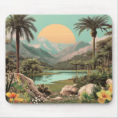 Surreal tropischer See mit Palmen Mousepad (Vorne)