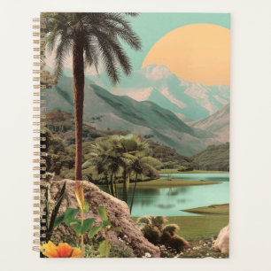 Surreal tropischer See mit Palmen Planer