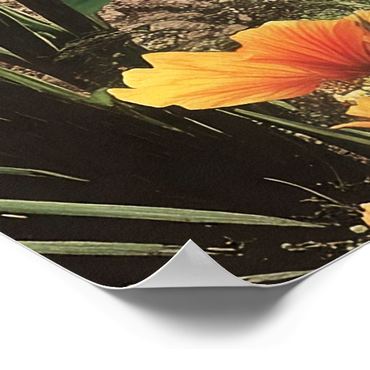 Surreal tropischer See mit Palmen Poster (Ecke)