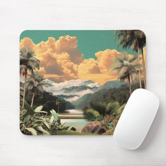 Surreal Tropisches Tal mit Palmen Mousepad (Mit Mouse)