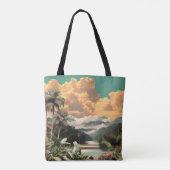 Surreal Tropisches Tal mit Palmen Tasche (Rückseite)