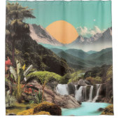 Surreal Tropisches Tal mit Wasserfällen Duschvorhang (Vorderseite)