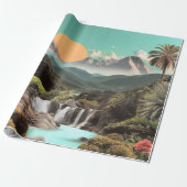Surreal Tropisches Tal mit Wasserfällen Geschenkpapier (Ungerollt)