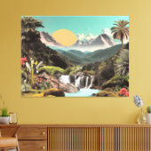 Surreal Tropisches Tal mit Wasserfällen Leinwanddruck (Insitu (Wohnzimmer))