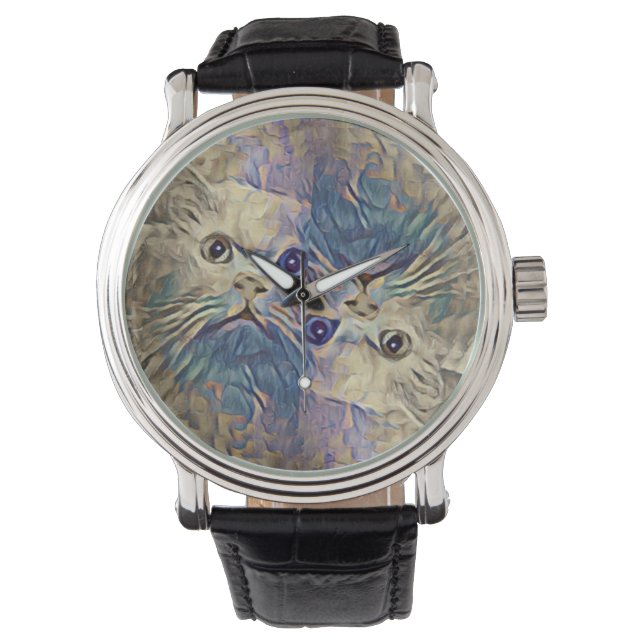 Surreal Türkisches Katzenportrait ... beobachten Armbanduhr (Vorderseite)