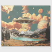 Surreal UFO Above Mountain Lake with Planets Geschenkpapier (Flach)