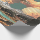 Surreal UFO Above Mountain Lake with Planets Geschenkpapier (Ecke)