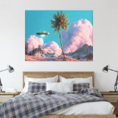 Surreal UFO and Palm Tree Mountain Scene Leinwanddruck (Insitu (Schlafzimmer))