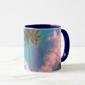 Surreal UFO and Palm Tree Mountain Scene Tasse (VorderseiteRechts)