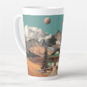 Surreal UFO Over Rustic House Milchtasse (Linke Ecke)