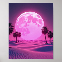 Surreal Vaporwave Wüstenlandschaft Poster
